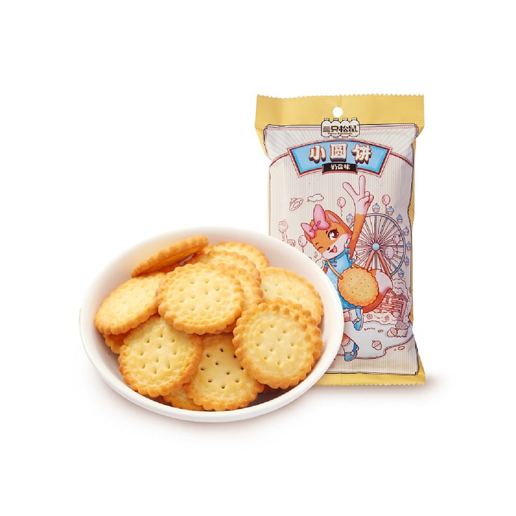 三只松鼠小圆饼100g*3袋网红饼干休闲解馋零食 300 克