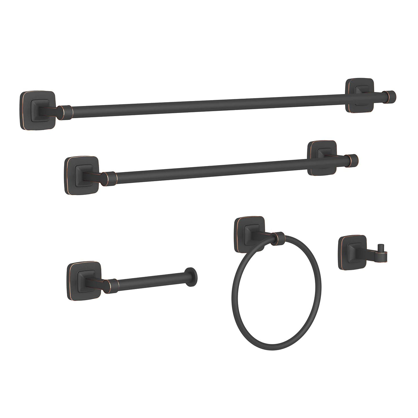 5-Piece Bath Hardware Set with Towel Ring/Bar Toilet Paper Holder Hook in ORB 2.56 lb