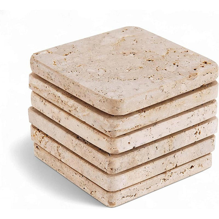 Radicaln Marble Travertine Square Mug Coasters