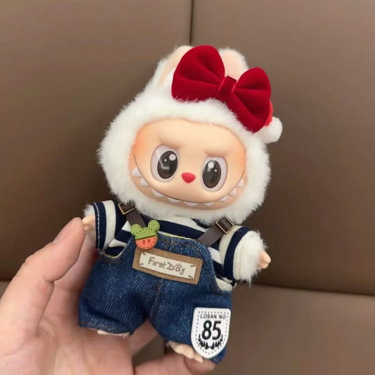 DLabubu Bowknot Denim Overalls Set