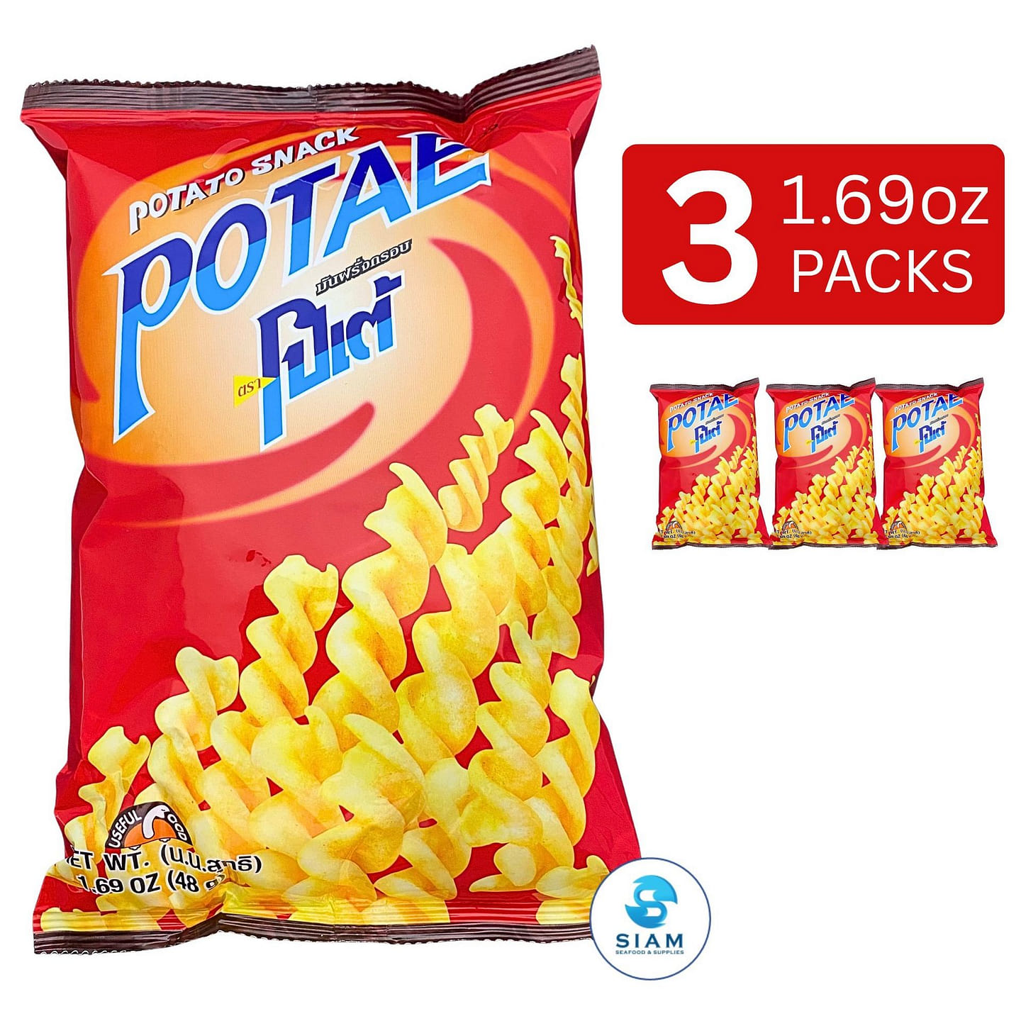 (3包) Potae 土豆零食,泰国小吃 3 个