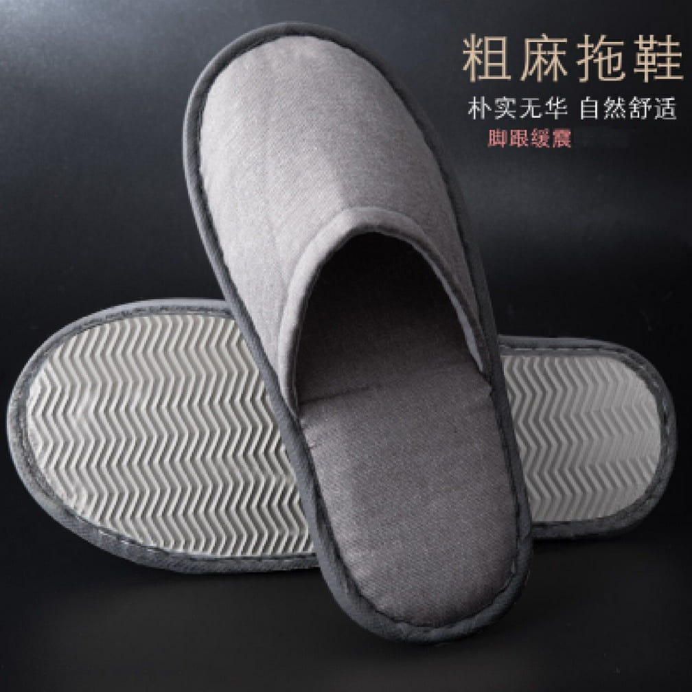 Premium Disposable Hotel Slippers anti-slip for Travel Airbnb Spa, grey 5Pcs 1 box
