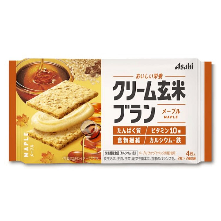 「日本直送」銘菓朝日・栄養機能食品　クリーム玄米メープルシロップキャラメルクッキーサンド　4枚入り