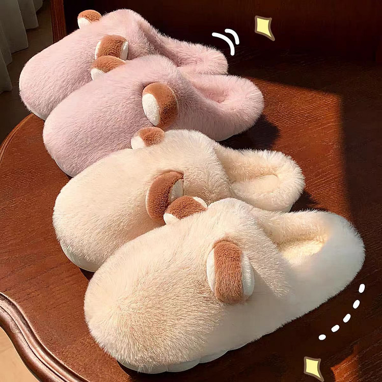 冬季女性家居可爱绒毛毛拖鞋 粉色 适合37-38 1 份
