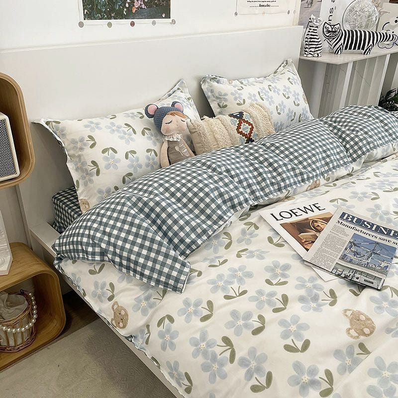 Floating life150*200] INS Bed 4 Piece Duvet Cover + Sheet + Pillow Ca 1 each