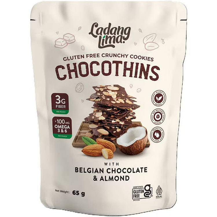 Ladang Lima Gluten-Free Choco Thins Cookie 65g 1 each