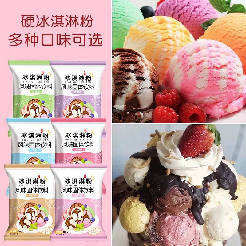 A total of 6 bags of ice cream powder, each weighi 600 g