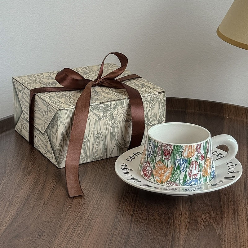 Vintage Iris Designer Coffee Cup and Saucer Set-Type B 1 each