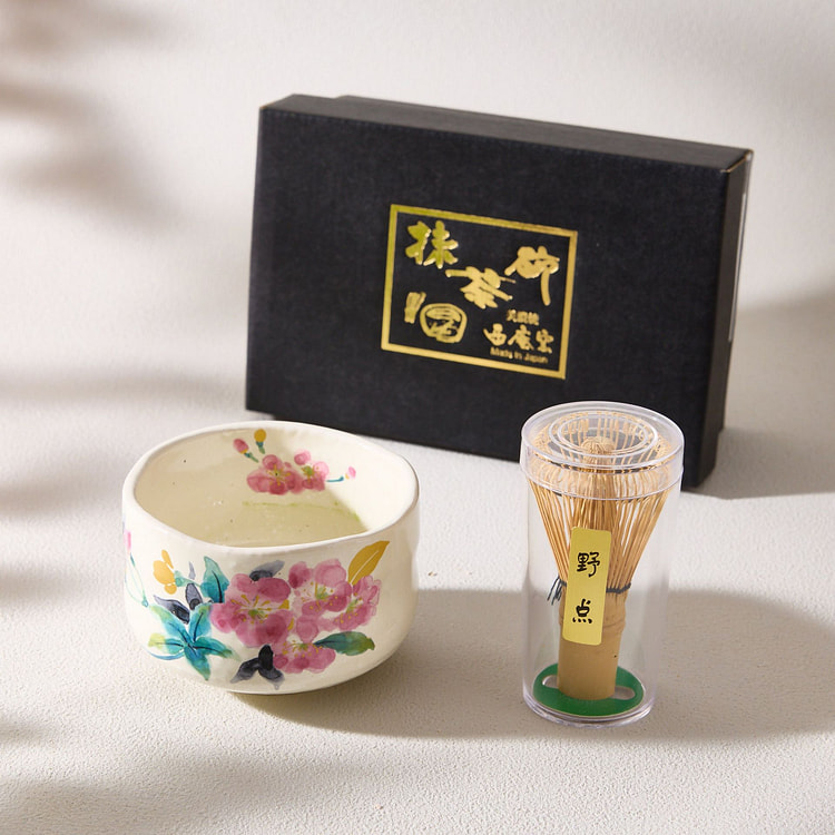 樱花抹茶碗和茶森套装