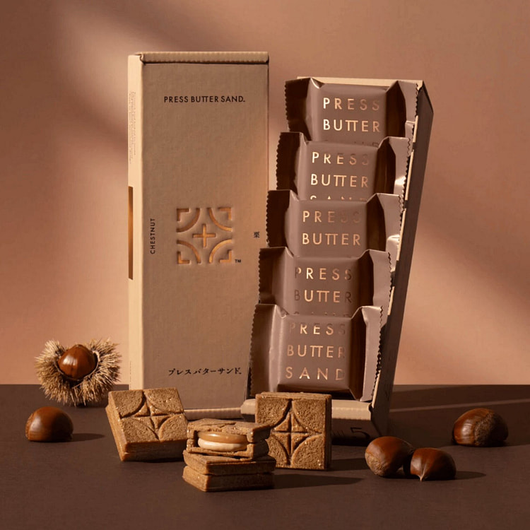 PRESS BUTTER SAND Chestnut Cookies 5pc 1 box