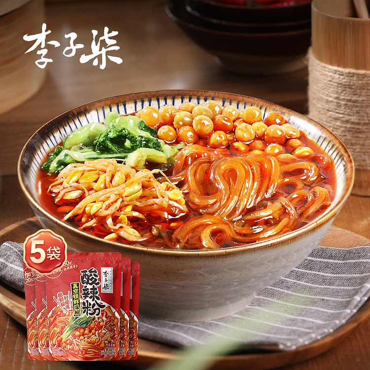 李子柒酸辣粉红薯粉粉丝米线方便速食食品272g*5