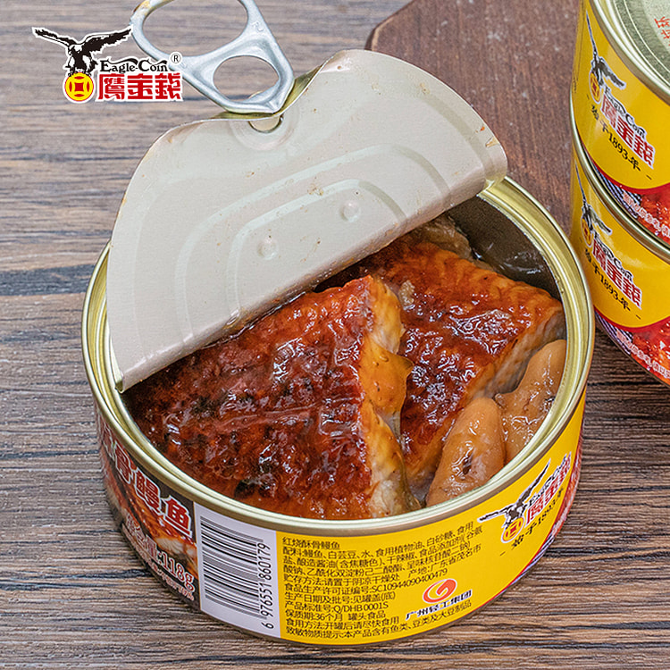 鹰金钱红烧酥骨鳗鱼小罐头海鲜香辣速食下酒菜下饭菜面条泡面搭档118g*1罐