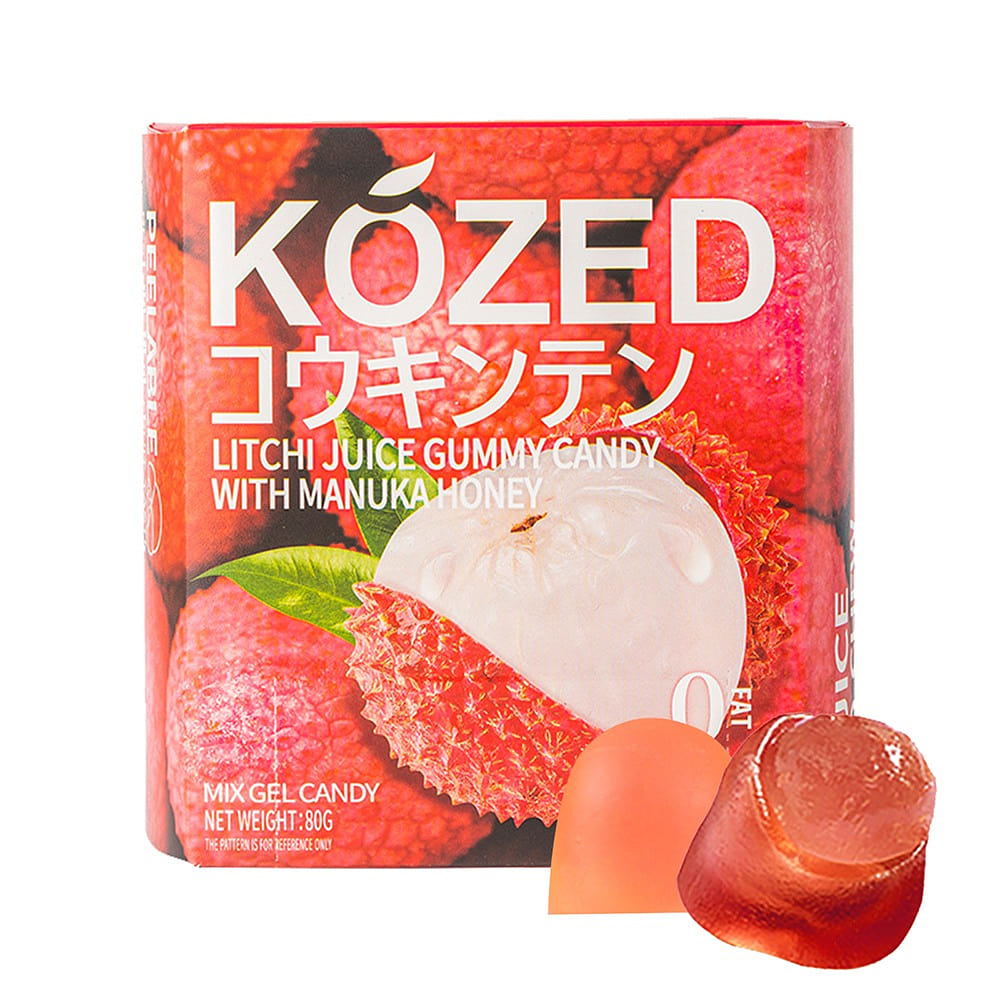 Jin Jin Peeling Litchi Gummy Candy Peelable Pure Fruit Flavored Gummy 2.82oz 80 g