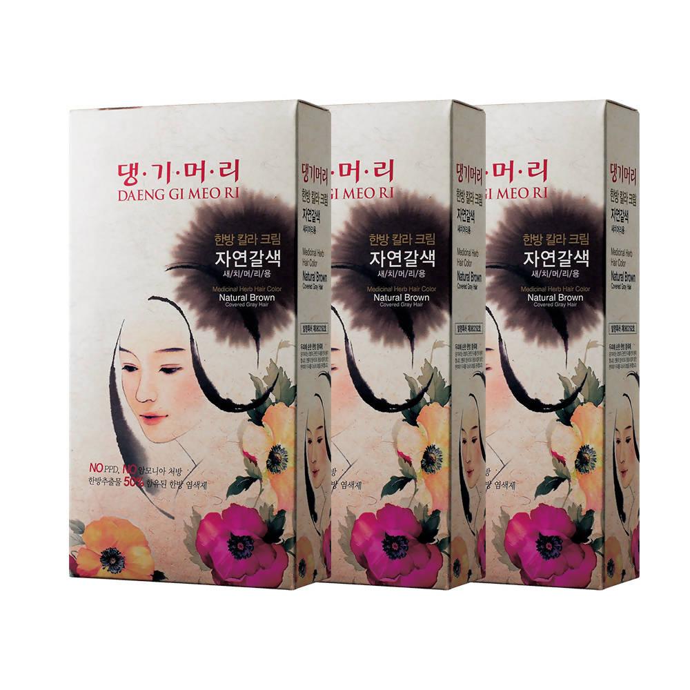댕기머리 한방 크림 헤어칼라 염색약 - 자연 갈색 - Weee!