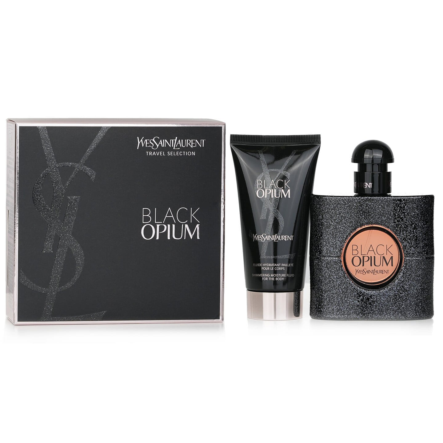 Yves Saint Laurent Black Opium Travel Selection Coffret: Eau De Parfum Spray 50ml/1.6oz+Shimmering Moisture Fluid For The Body 50ml/1.6oz 2 bottle