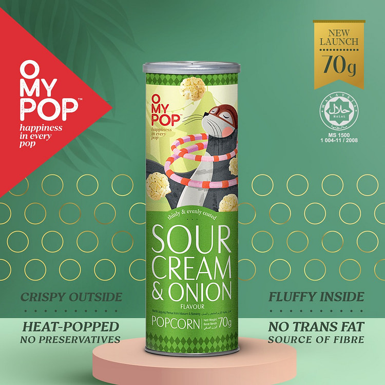 O My Pop Gourmet Popcorn - Sour Cream & Onion 70 g