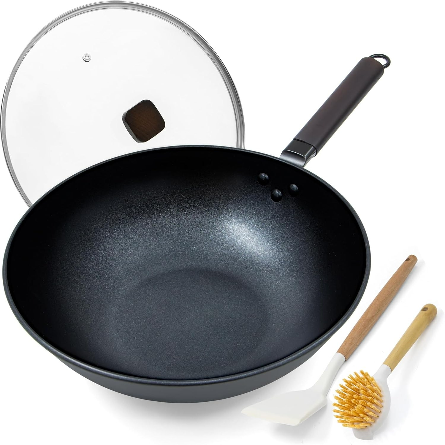 13in Steel Wok Pan, Stir Fry Wok, Carbon Steel Wok 1 each