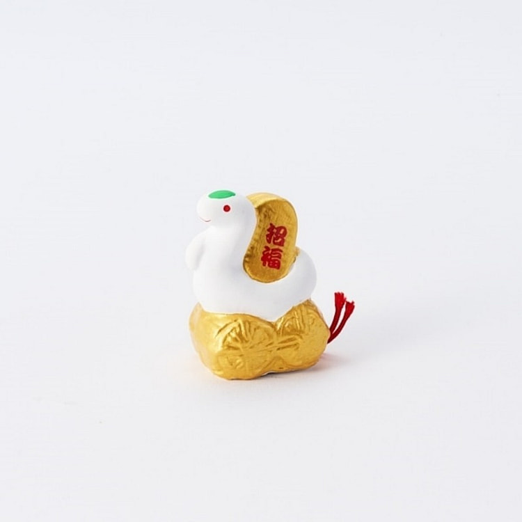 AKOMEYA TOKYO/ Seto-yaki fortune slip - Welcoming snake, green