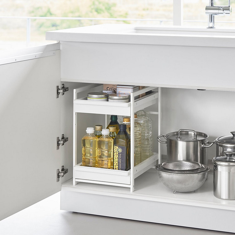 Two-Tier Pull-Out Shelf - Steel White