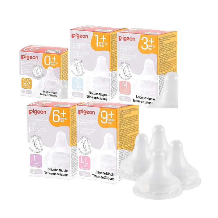 Pigeon SS-LL Nipple 0-9+ Months 5 count