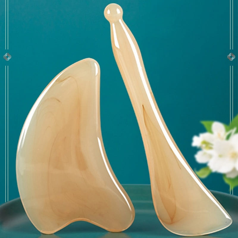 Cow horn gua sha board facial beauty special scraping board + cramp stick 1 box