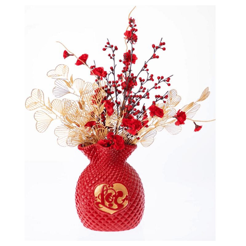 Tet & Lunar New Year Money Bag Vase (Medium, Red) 2 lb