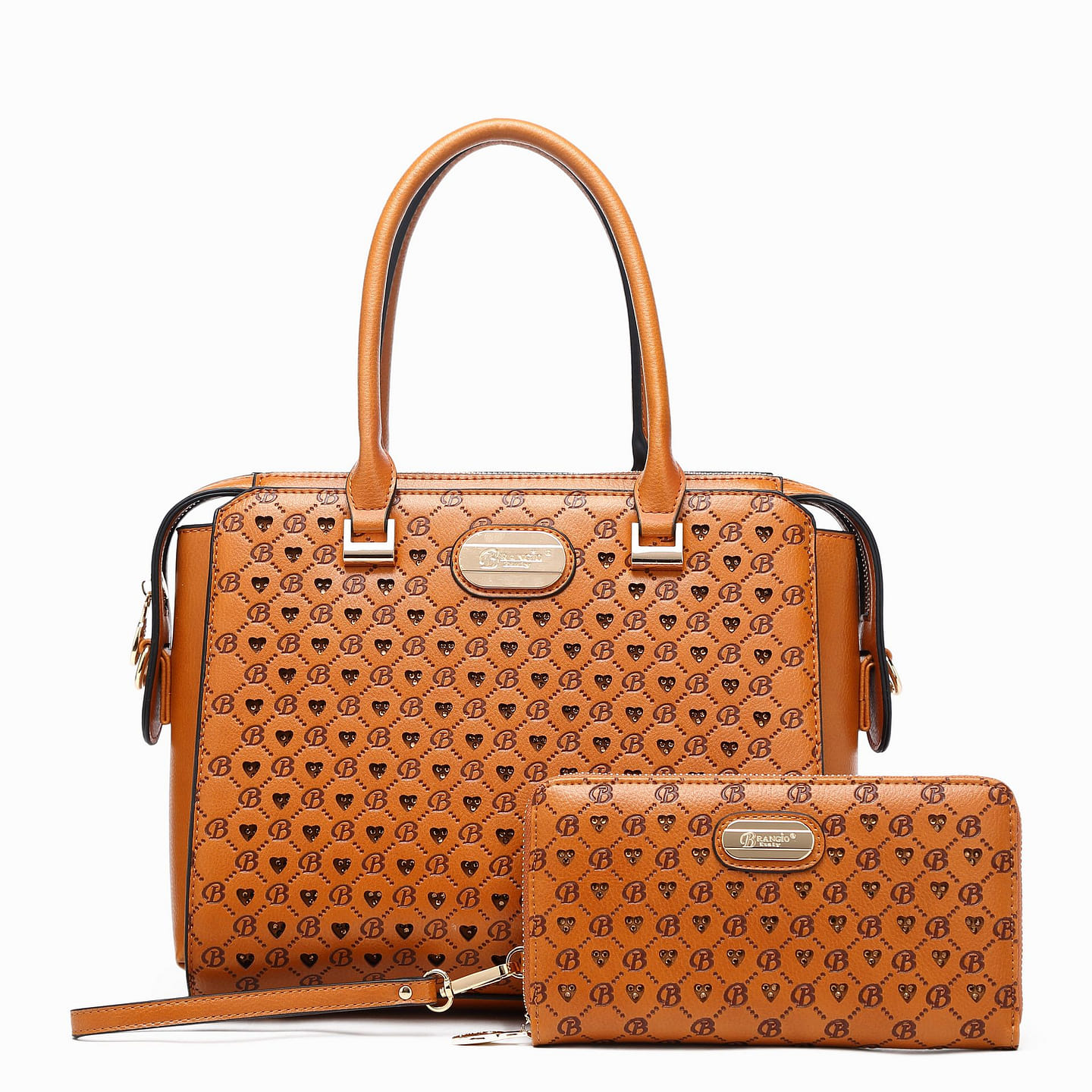 Millionaire Double Layer Crystal Vegan Leather Bag + Wallet [RO3258+ROW8368-BZ] 1 each