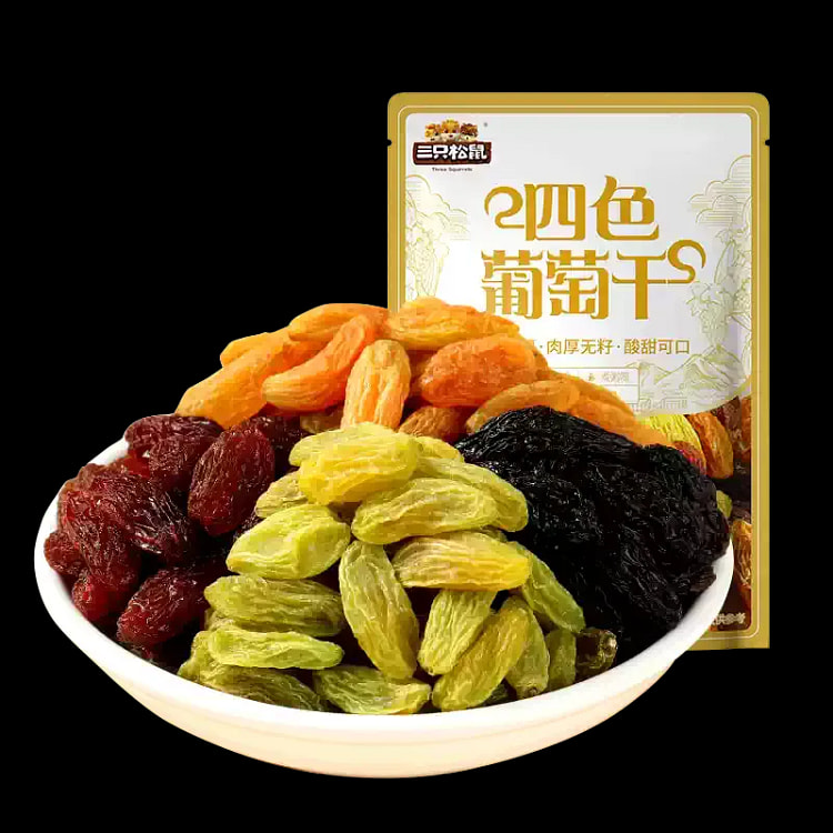 三只松鼠葡萄干500g*1袋四色免洗新疆特产 500 克