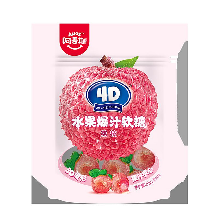 Amos阿麦斯荔枝爆汁软糖65g*1包