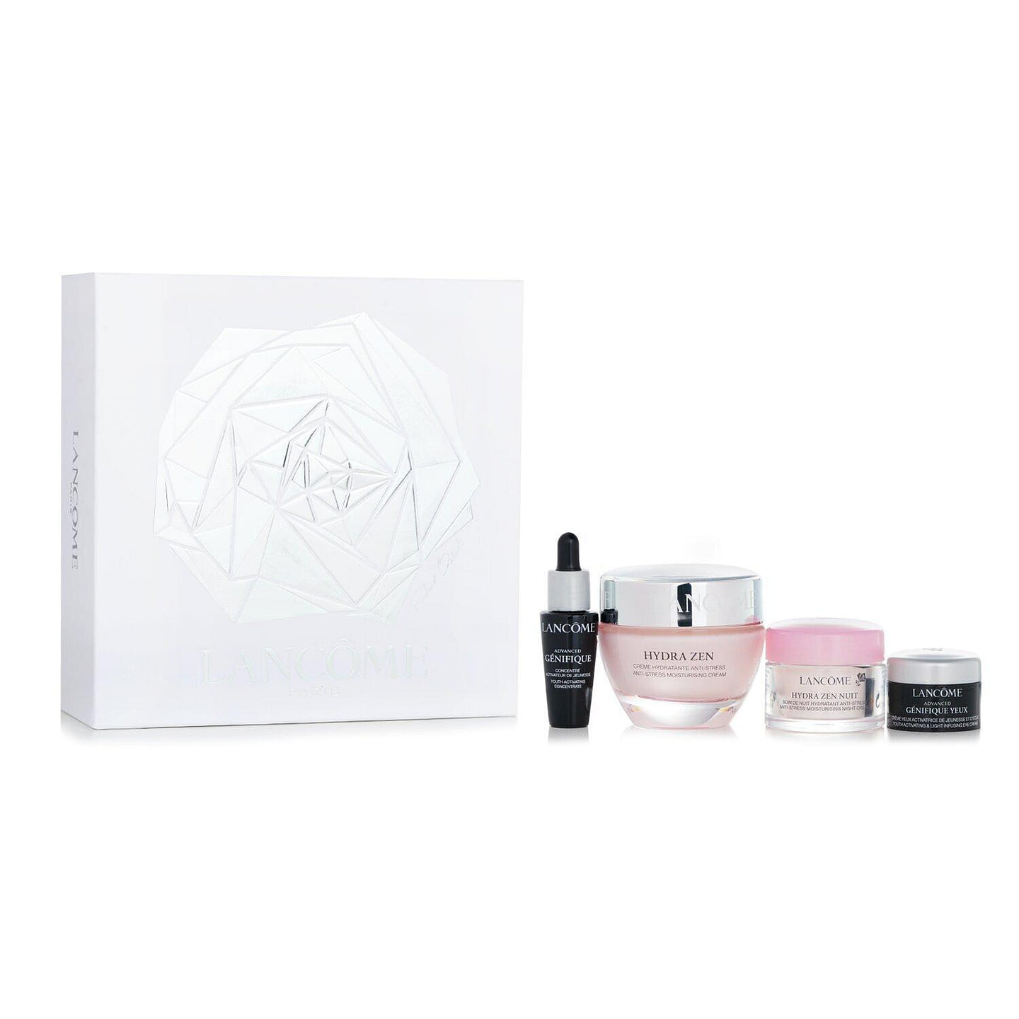 Lancome Hydra Zen Skincare Set: Moisturising Cream ml + Night Cream ml + Genifique Serum ml + Genifique Eye Cream ml 4pcs 4 each