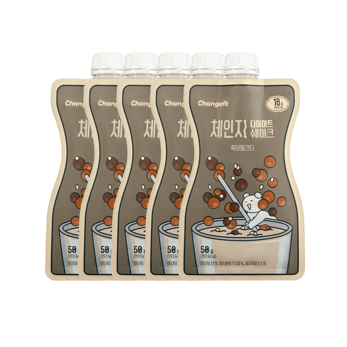 CHANGE FIT Diet Shake Brown Sugar Milk Tea On-The-Go Convenient Shake Pouches 5 count
