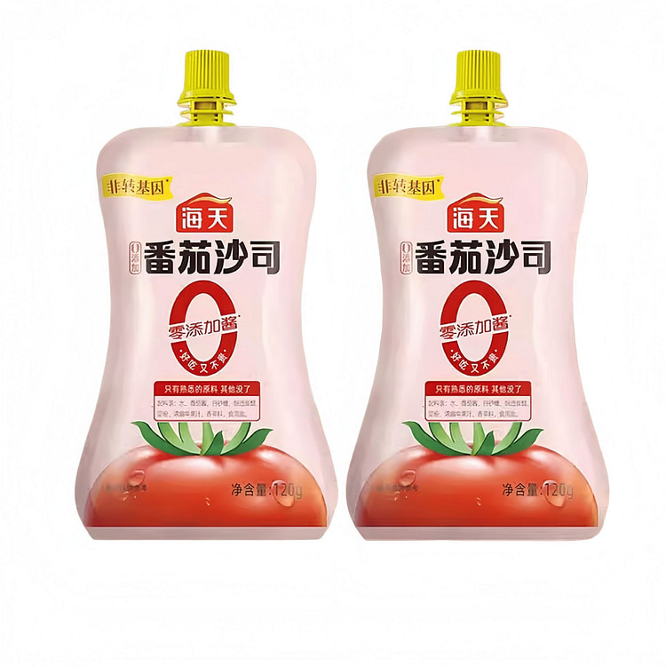 海天0添加番茄沙司120g*2袋家用意面西红柿沙拉 240 克