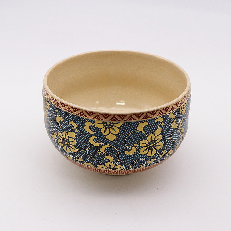 九谷烧抹茶碗 10盎司（蓝色圆点） 1 份