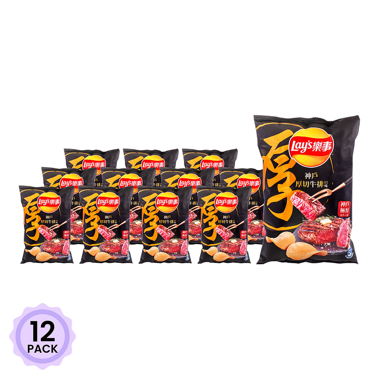 台湾乐事 薯片 神戶厚切牛排口味 34 克*12 包