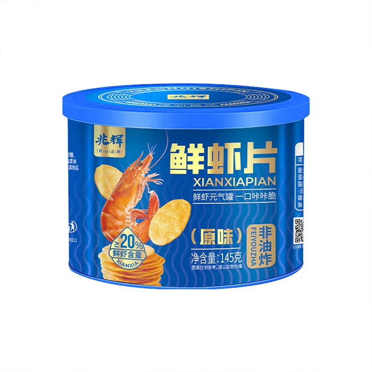 兆辉鲜虾片薄饼干爆款零食薯片休闲小吃145g*1罐 145 克