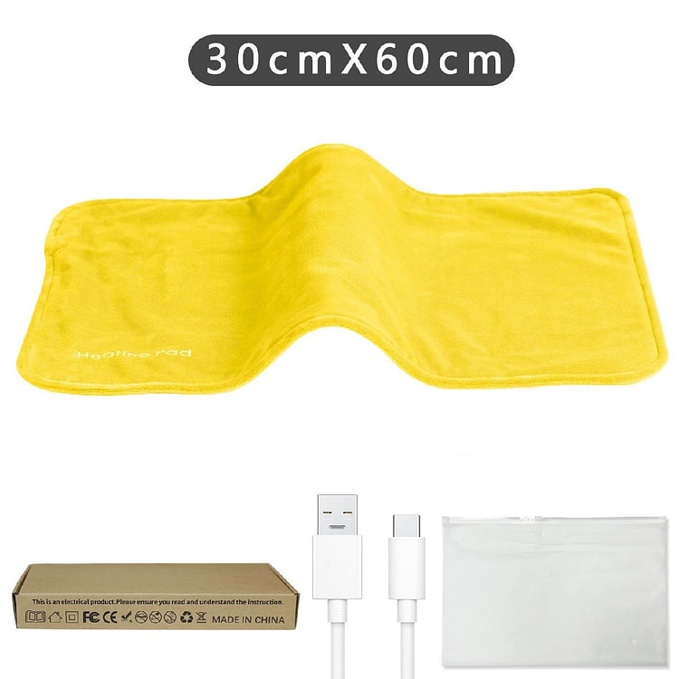 小型 USB 加热垫 23.6 英寸 x 11.8 英寸，柔软​​羊毛电热包裹迷你毯子冬季办公室家庭宿舍肩背腹部腿膝脚电热毯宠物加热垫猫狗加热垫 柠檬
