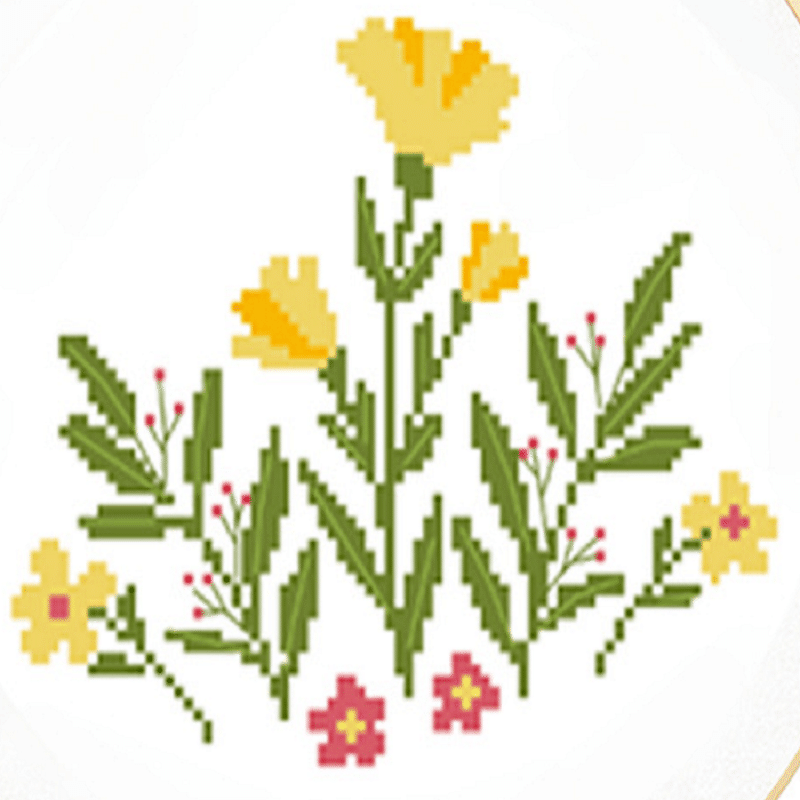 Cross Stitch Material Kit -Delicate Cute Yellow Flower 1 each
