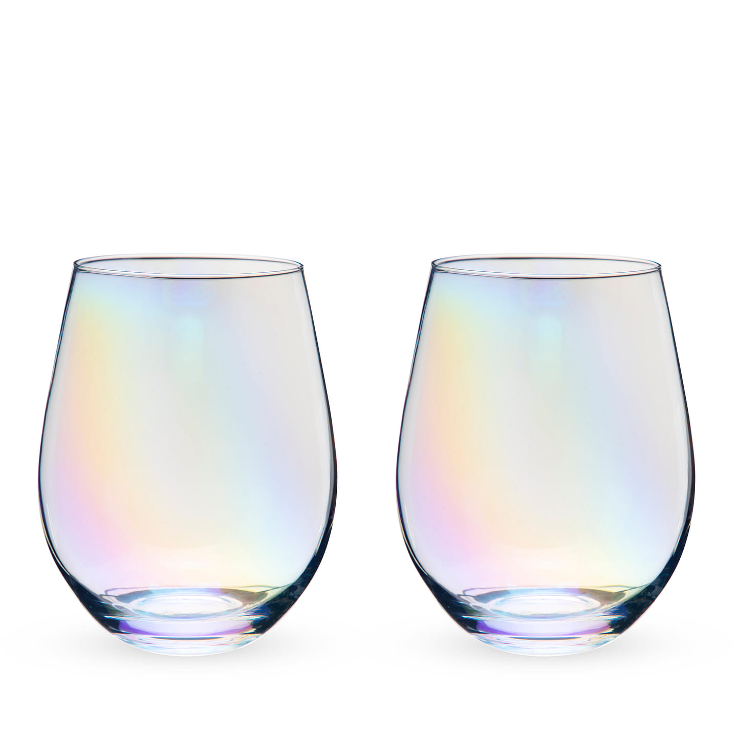 Twine Luster Stemless Wine Glasses, Set of 2, 20 Oz. Rainbow Finish Tumblers, Decorative Barware 20 oz