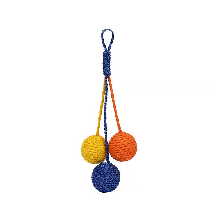 Hanging Cat Toy Ball Red, Yellow and Blue