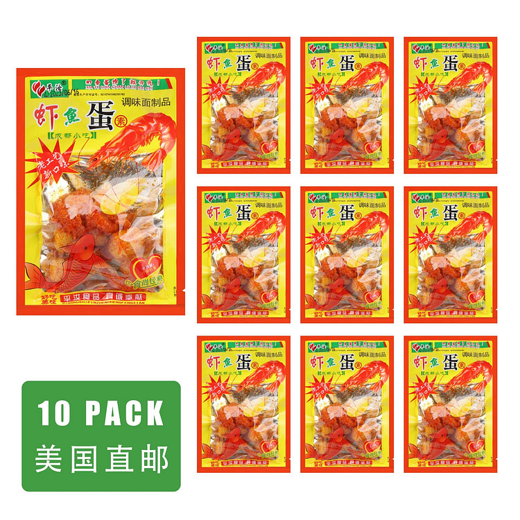 【美国直邮】平汝 虾鱼蛋辣零食（调味面制品）10包