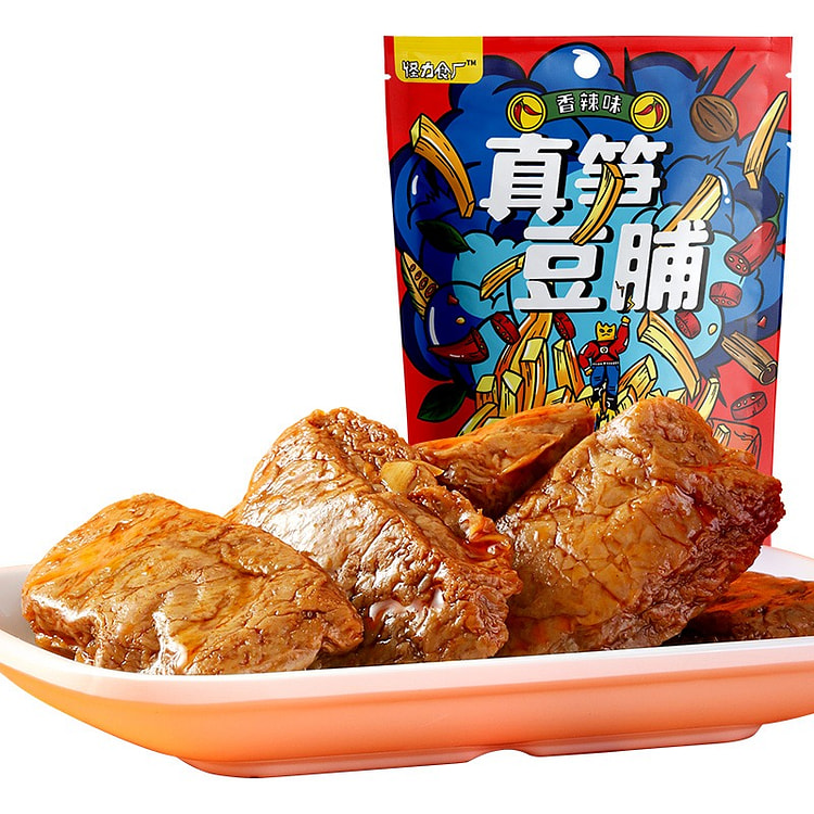 怪力食厂真笋豆脯香辣味夹笋豆干休闲零食开封即食
