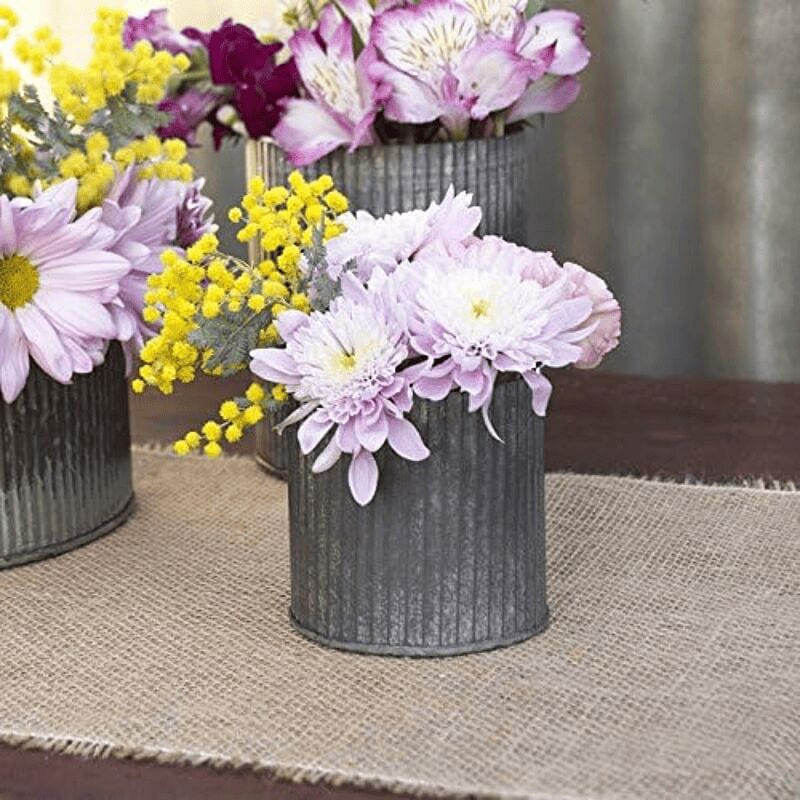 Rustic Tin Vase, Corrugated Sides 3.25×3.25 6 count
