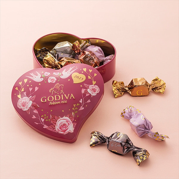 Godiva G Assortment Heart Can Chocolate 10 pieces
