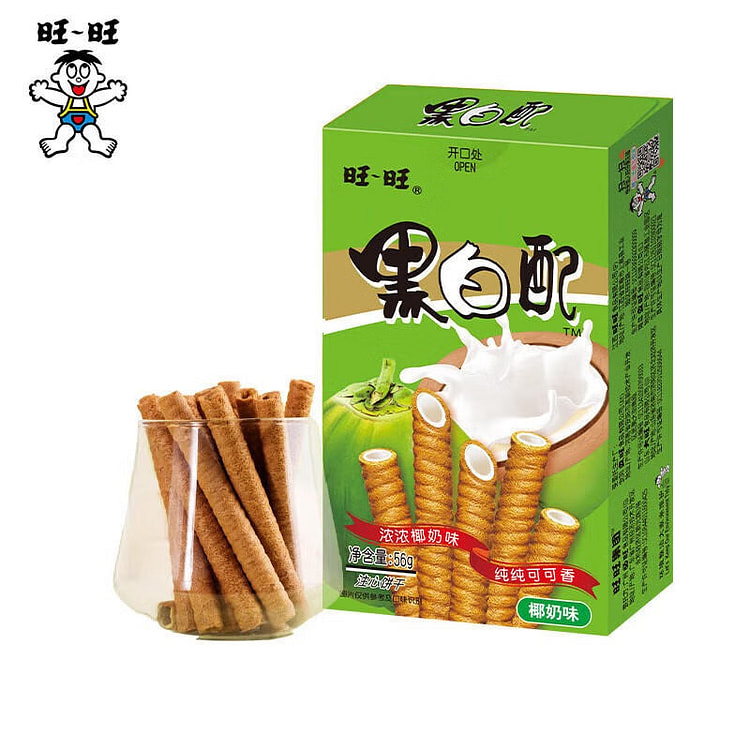 【2盒】旺旺黑白配 夹心卷 香草味 112 克