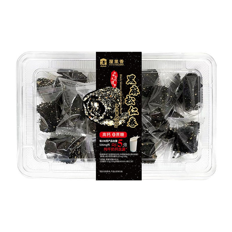 屋里香 黑麻松仁卷 高钙0蔗糖芝麻酥脆饼 1盒 280 克