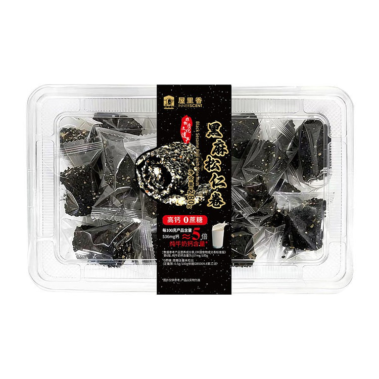 屋里香 黑麻松仁卷 高钙0蔗糖芝麻酥脆饼 1盒 280 克