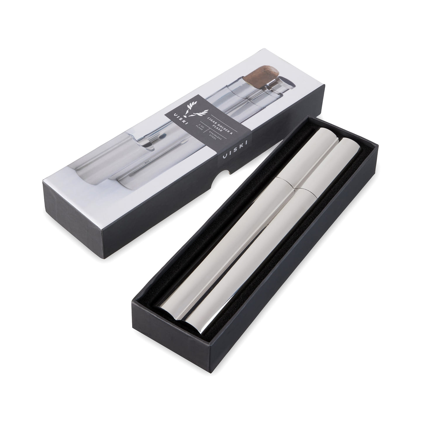 Stainless Steel Cigar Holder and 2 oz Flask by Viski® 1 each