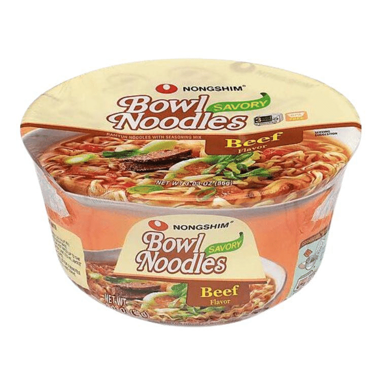 Nongshim Savory Beef Instant Ramen Noodle Soup Bowl Rich Beef Flavor 1 each