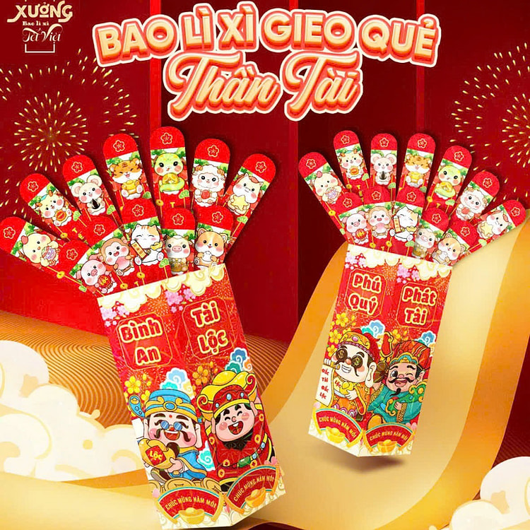 BỘ LÌ XÌ 12 CON GIÁP-MẪU THẦN TÀI AVAILABLE DEC 6 ÂM LỊCH/ JAN 24 DƯƠNG LỊC