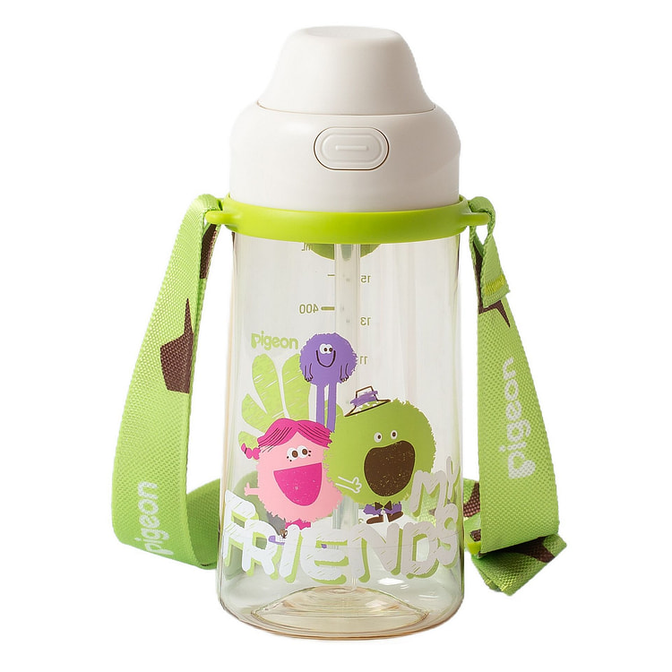 贝亲儿童PPSU水杯双饮口吸管杯 绿色 500 毫升